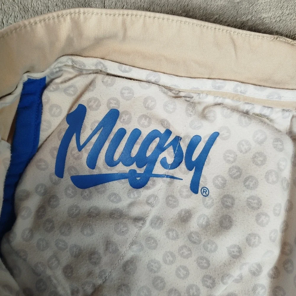Mugsy Teddys Chino Khaki Beige Pants Mens 40x28 Stretch Casual Comfort Fit‎